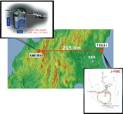 Map of the T2K detector in Japan