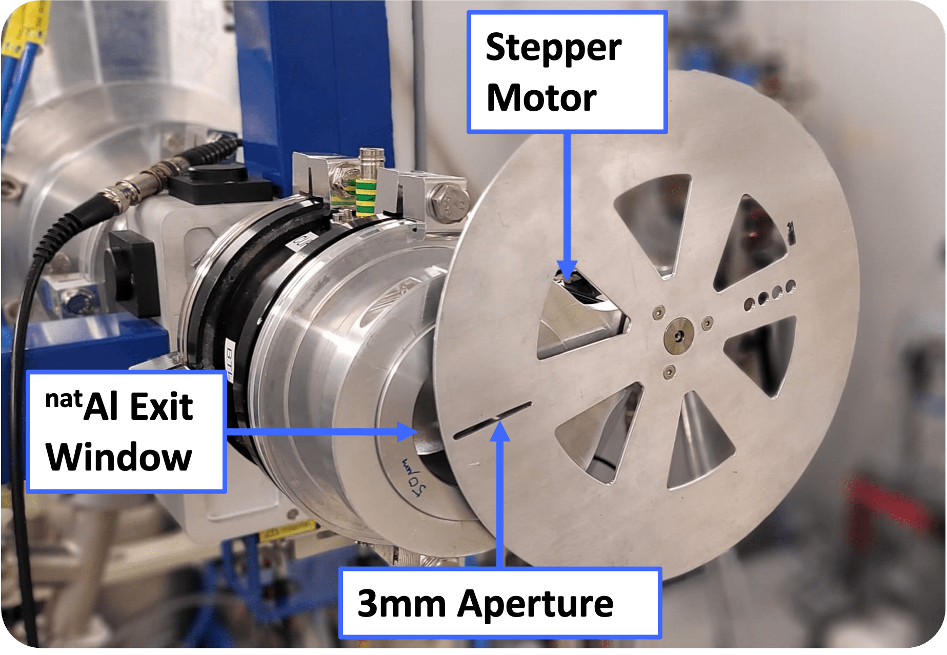 Photo of beam chopper wheel used for irradiations at FLASH dose rates
