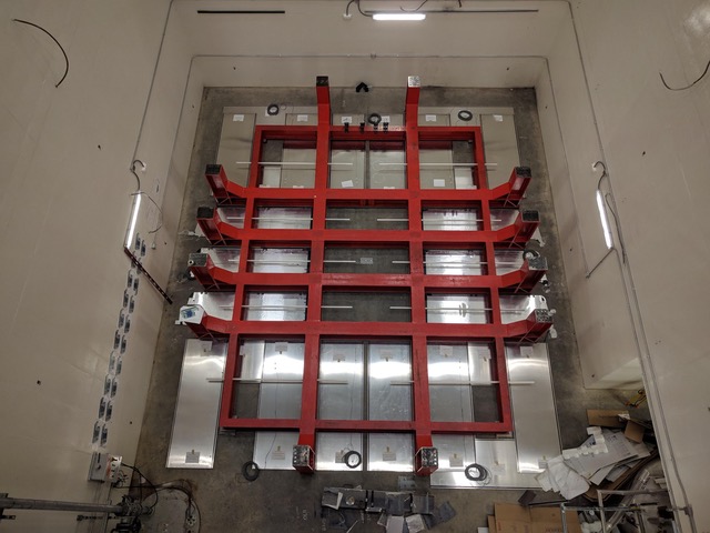 SBND Cosmic Ray Tagger under the SBND LArTPC cryostat structure